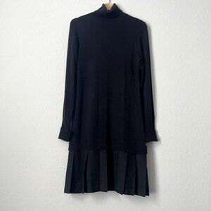 NWT‎ Soft Surroundings Chloe Pleated Turtleneck Sweater Dress Black XS *Flaw*